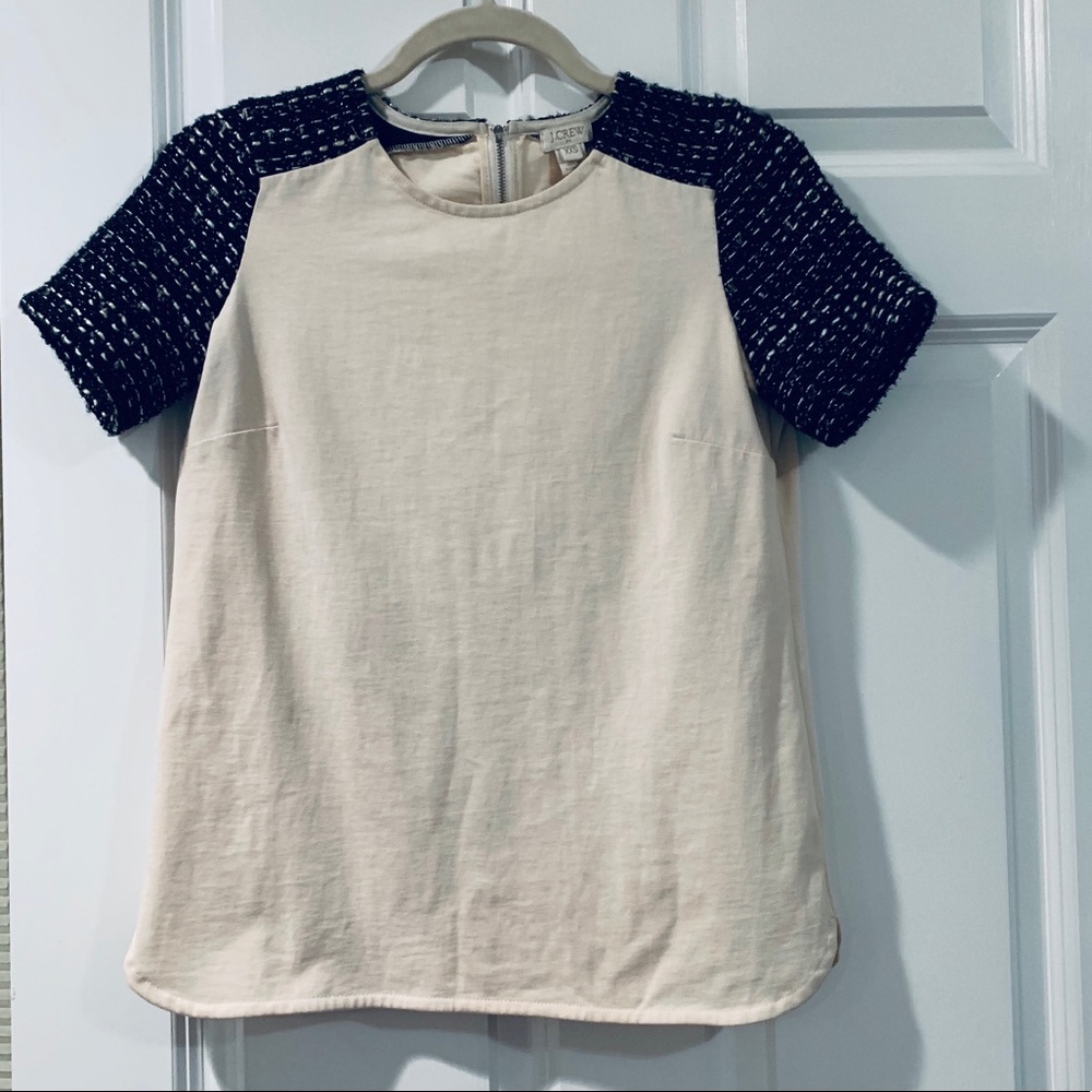 JCrew Top with Accent Sleeves - XXS